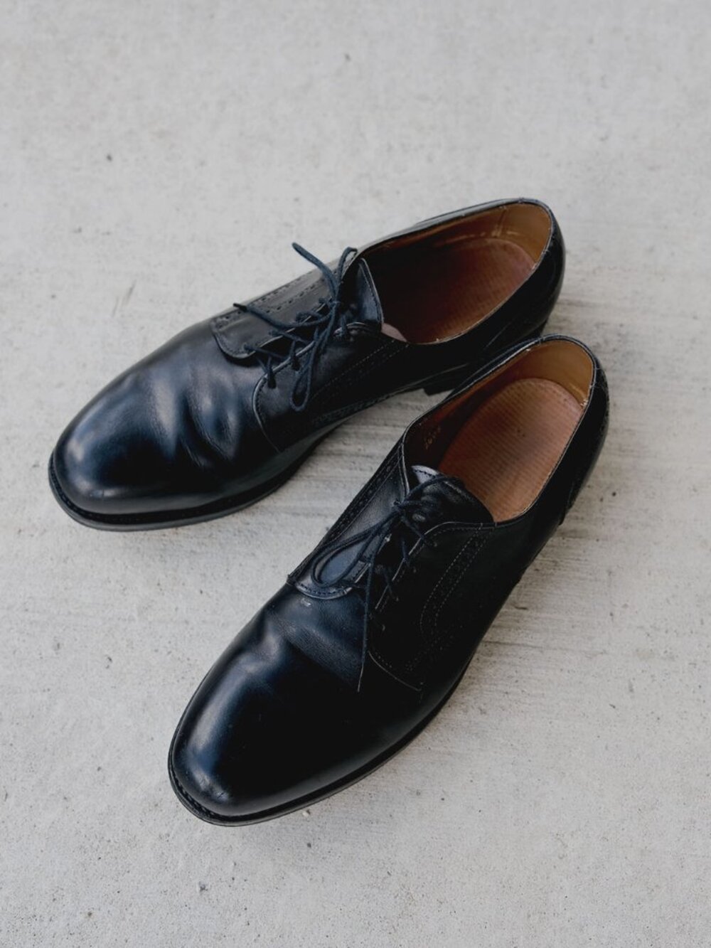 1996 Vintage Men's Allen Edmonds Leeds Plain Toe Derby Black Leather - Size 11